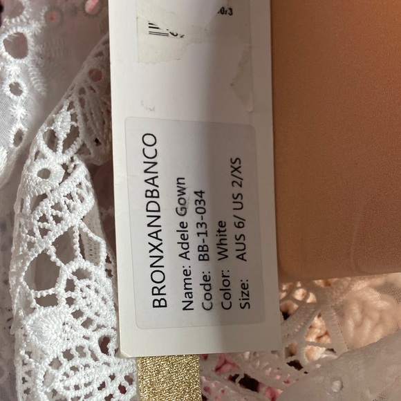 New NWT Bronx and Banco Adele Gown White Lace Maxi Dress XSmall XS Sheer Eyelet - Picture 15 of 16